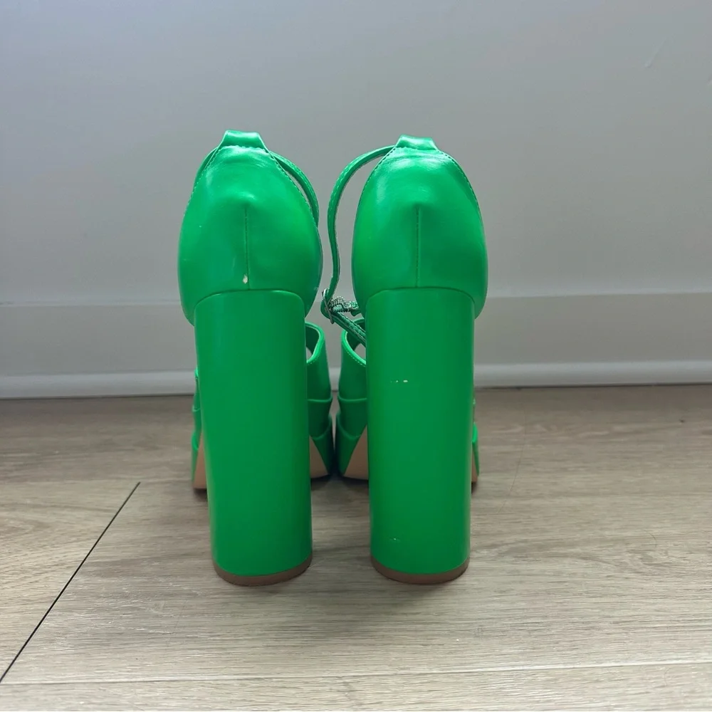 SHEIN Green Platform Peep-Toe High Block Heel Sandal